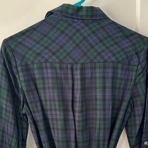 Banana Republic Green and Navy Plaid Flannel Shirt Dress